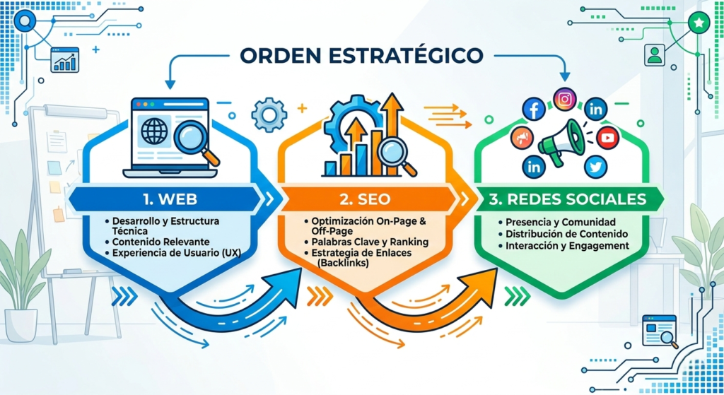 Web, redes sociales o SEO como orden estratégico para digitalizar un negocio correctamente