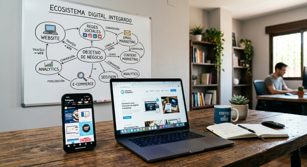 Canales digitales para negocios organizados estratégicamente para atraer clientes y generar ventas